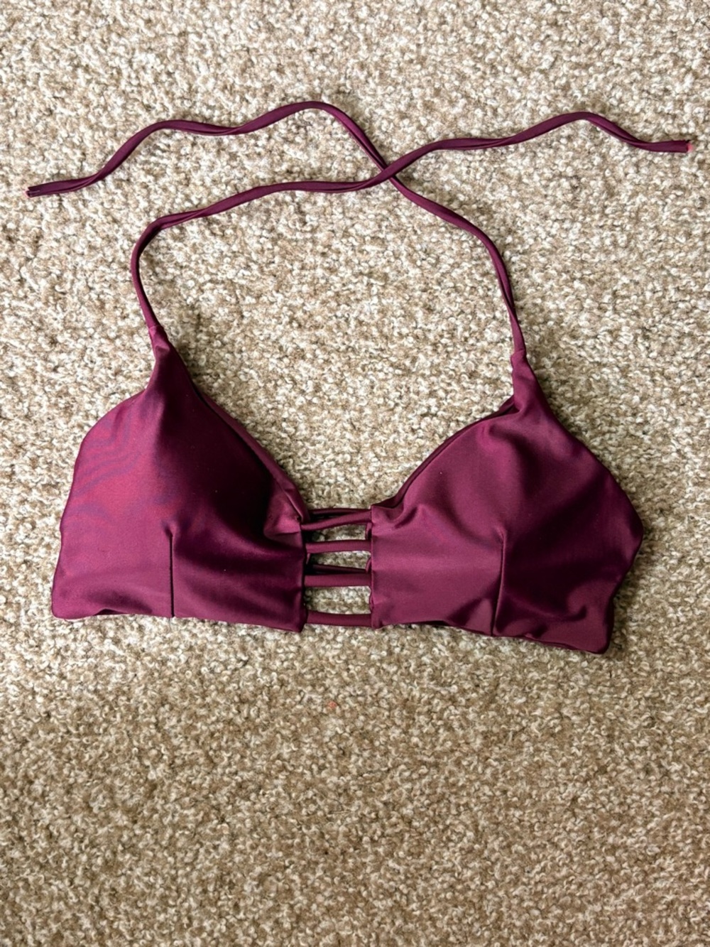 Burgundy Strappy Bikini Top